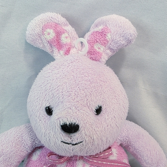 Carters Prestige Pink Floral Rabbit Plush Toy Terry Fleece No Sound 9 Inch - Picture 2 of 8